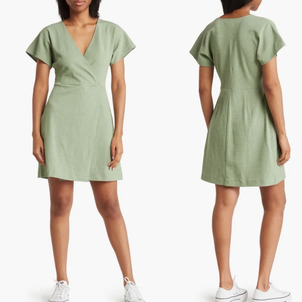 Madewell cross front flutter sleeve minidress